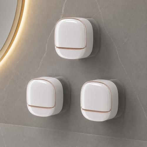 Image of Wall Mounted Soap Box with Flip Cover and Drain Tray | Detachable Inner Support | Adhesive Sticker Installation | ABS Soap Holder for Bathroom (White-3)