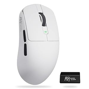 RK ROYAL KLUDGE M3 Gaming Mouse 47g Ultra-Lightweight with PAW3950 Optical Sensor DPI up to 42000，Tri-Mode BT/2.4G/USB-C Wireless Mouse 8000Hz Polling Rate 5 Adjustable Buttons 650mAh Battery (White)
