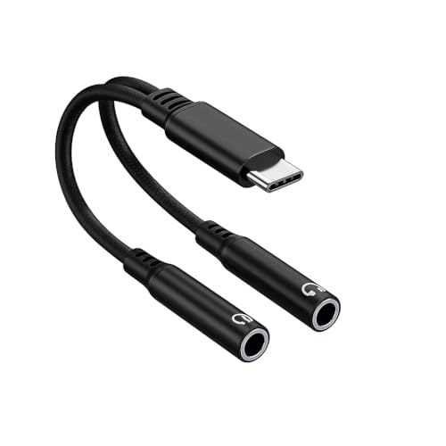 Mizi USB C - �f���A�� 3.5mm �w�b�h�t�H���X�v���b�^�[ 2�|�[�g�I�[�f�B�I�A�_�v�^�[ iPhone 15/16/17 Pro�AGalaxy S24/S25 Ultra�APixel�AiPad Pro�p - ���y&�|�b�h�L���X�g�̋��L - �u