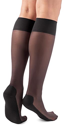NOQ Chaussettes de massage des pieds pour femme - Transparent - Semi-mat - Sans pression - Semelle de massage 20 deniers Active, noir, taille unique Cover
