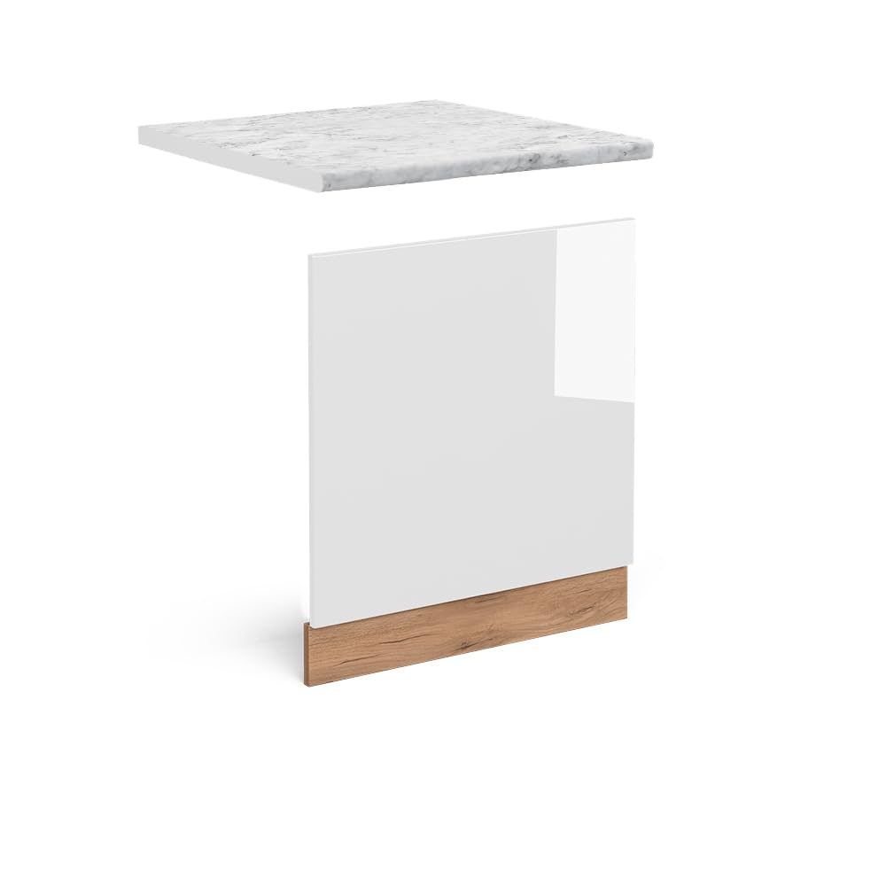 Vicco Front panel Raul, White High Gloss, 60 cm, WT Marble, for flexible combination within modular kitchen systems