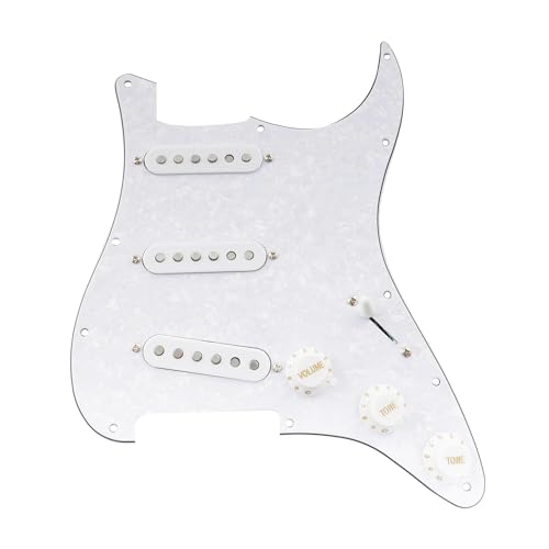 Pickguard SSS pré-câblé Alnico 5 pour guitare électrique 4 plis blanc perle