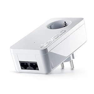 devolo LAN Powerline Adapter, dLAN 550 duo+ Erweiterungsadapter -bis zu 500 Mbit/s, Powerlan Adapter, LAN Steckdose, 2x LAN Anschluss, weiß