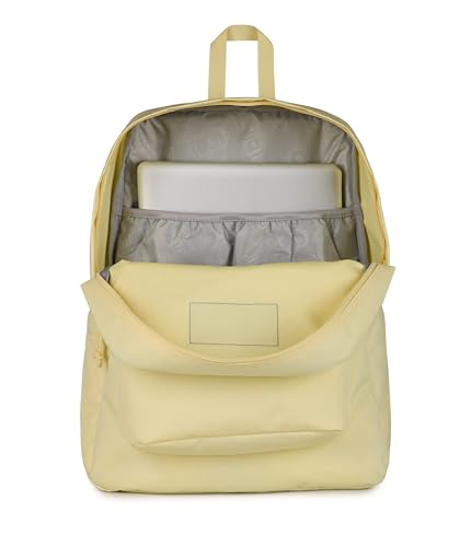 Image of JanSport SuperBreak Plus Backpack with Padded 15-inch Laptop Sleeve and Integrated Bottle Pocket - Spacious and Durable Daypack for Work and Travel, Lemon Ice