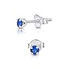DTPsilver® MINI Boucles d'oreilles/Clous en Argent Fin 925 et Cristaux de Swarovski® Elements Ronds - Diamètre: 3 mm - Couleur: Saphir Bleu #5