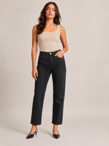 Image of GRECIILOOKS Women's High Waist Denim Jeans | Straight, Relaxed & Wide Leg Fit |Baggy Jean's for Woman | Casual Regular Length Fashion Wear