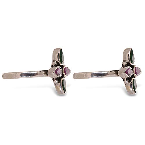 Peen Zone We Deliver The Actual Jewelry Women's 92.5-925 Sterling Emerald Ruby Toe Ring Leg Finger Rings Silver #TOP1