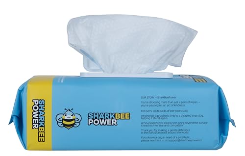 Pet Grooming Wipes for Dogs and Cats - Deodorizing, Gentle and Thick, Extra Large 8"x8" Wipes for Paws, Body, Face, Bamboo Fiber for Sensitive Skin (100)