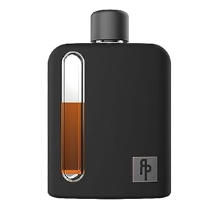 Ragproper Modern Glass Hip Flask for Men with Cork & Silicone Lid Liners – Durable Silicone Covered Flask for Whiskey, & Other Liquor (Single Shot 100ml, Black)