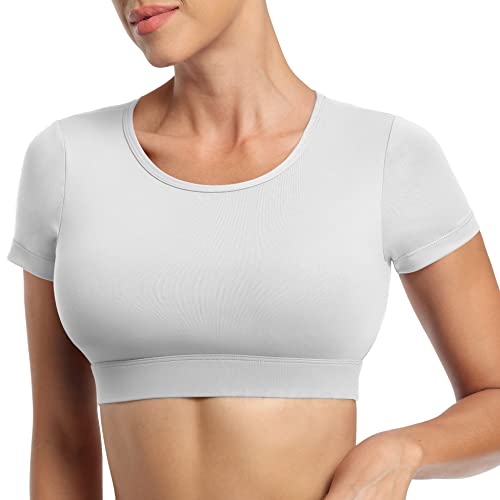 YEOREO Vanessa Women Open Back Tee Crop Tops with Removable Pad Workout Backless Gym Shirt Bra Going Out T Shirt Top - Image 2