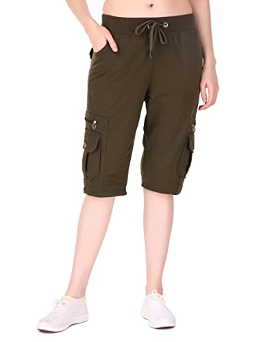 Image of UZARUS Womens Cargo Capri Shorts with 9 Pockets