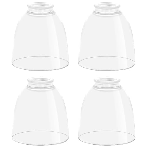 Image of Clear Glass Bell Shade Replacement - 1.65 inch Fitter - Compatible with Chandeliers, Wall Sconces, Vanity & Ceiling Lights - Decorative Lamp Globe for Home Lighting, 4 Pack