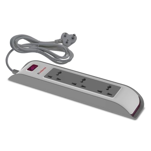 Image of Goldmedal Taco 3x1 Spike Guard, Colour: White & Grey, Max Load: 10A, Sockets: 3-pin International Sockets & a 2-Pin Socket
