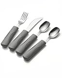 Curavita Gewichtetes Adaptives Besteck-Set 71g – Besteck für mehr Stabilität & Kontrolle beim Essen – Wiegemesser, Schaufellöffel, Ergonomischer Griff (Grau)