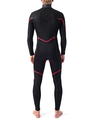 Rip Curl Herren Dawn Patrol Performance 4 / 3mm Brust Zip Neoprenanzug Schwarz - Easy Stretch - E5 Klebeband auf Stresspunkten