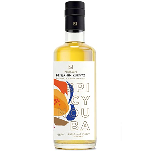 Maison Benjamin Kuentz - Whisky français Spicy Nouba - Whisky Single Malt - Épicé Fruité Boisé - Affiné en Ex-fût de Vermouth Italien, d'eau de vie de gingembre - 45% vol. Alcool - 70cl