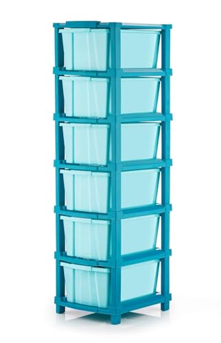 Image of TEKCOOL Plastic Drawer Organizer Self Standard Rectangular Multi Purpose Modular Drawer System Large Chest of Drawer Organizer for Home Office,Product Dimension When assembeled (6XL, Blue hex)';'