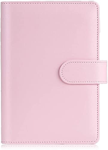 ALIBRAHIM A6 Notebook Binder, 6 Ring Planner with Stylish Design, Loose Leaf Personal Organizer Binder Cover with Magnetic Buckle Closure, PU Leather Binder for Women with Macaron Colors-Pink — image 1