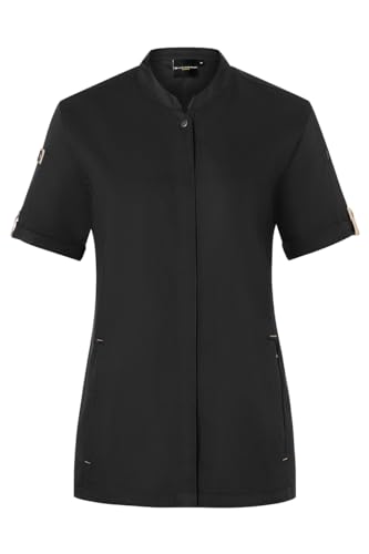 Karlowsky Damen Kochjacke Green-Generation Kurzarm Druckknöpfe Modern Fit Polyester/Baumwollmix Oeko-TEX® nachhaltig Schwarz - Größe 44