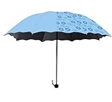 Travel Compact Umbrella For One Handed Operation, Met Water Begin Bloom Umbrella ,Windproof Sunscreen Handle for Easy Carrying For Womens Mens (Dream Blue)