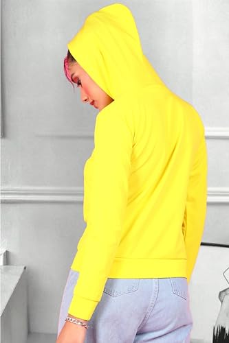 Image of POPWINGS Casual Solid Hooded Pocket Sweatshirt for Women || Women Sweatshirts Casual Wear ||Stylish Western Winter Wear Sweatshirts for Women