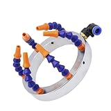 LAPBPVQAAR Spindle Cooling Water Ring Stainless Steel Plastic/Metal Nozzle 360 Degrees Durable Water Spray Ring Machine Tool for Industrial Production, Material Cooling(180mm Metal Nozzle)