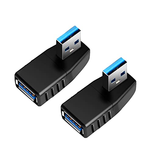 Oxsubor USB 3.0 Adapter 90 Degree Male to Female Coupler Connector Plug Left Right Up Down Angle (USB 3.0 Adapter Right 2PCS)