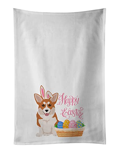 Caroline's Treasures WDK5110WTKT Red Pembroke Corgi Easter White Kitchen Towel Set of 2 Dish Towels Decorative Bathroom Hand Towel for Hand, Face, Hair, Yoga, Tea, Dishcloth, 19 X 25, White