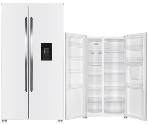 PKM SBS450 NFDWDEW, Side by Side Kühl-Gefrierkombination 439 L/NoFrost/Wasserspender/151 Liter 4 Gefrierfach/40 dB/Freistehend (Weiß)