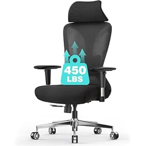 Big and Tall Office Chair for Heavy People, 450LBS Capacity with Wide Seat,Heavy Duty Material, Adjustable Armrests, Ergonomic Executive Chair for Home Office with Strong Lumbar Support,Black
