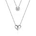 Produktbild AllRing Damen Halskette Exquisite Anhänger Halskette stilvoll doppellagig Herz Schlüsselbein Kette Kristall Halskette Elegant Silber Hochzeit Schmuck Weihnachten Geschenk für Frauen Mädchen Damen