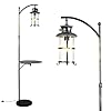 beaysyty Farmhouse Retro Adjustable Floor Lamps with Tray Lantern Tall Standing lamp for Bedroom Home Decor for Office Living Room Bedroom Knob Switch Silver Gray