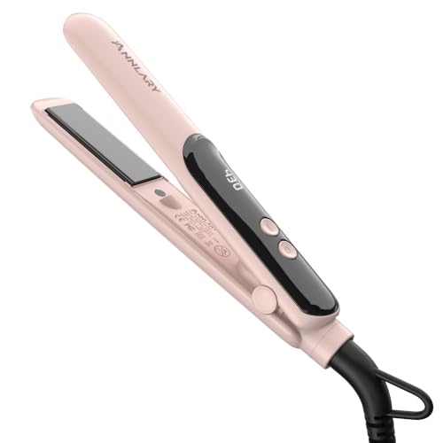 Image of ANNLARY Mini Hair Straightener for Travel, Small Flat Iron | Portable Dual Voltage Straightener with LED Display, Adjustable Temperature, Negative Ion, Titanium Plates for Short Hair