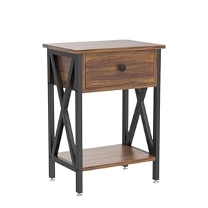 Vecelo modern nightstands x design side end table night stand storage shelf with bin drawer for living roombedroomloungeset of 2 rustic brown a2  urban country home decor