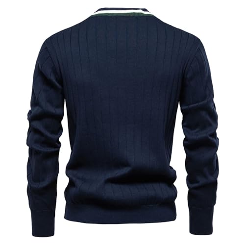 Men's Cotton Cardigan Sweater V Neck Button-up Casual Youth Knit Sweaters3