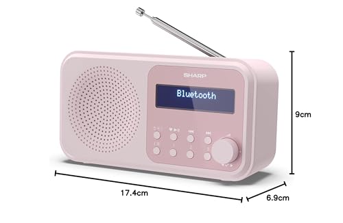SHARP DR-P420(PK) Tokyo Portable Digital Radio – Bluetooth 5.0, DAB+/FM, Compact, USB/Battery Powered, Dual Alarm, 40 Presets, 3.5mm Headphone Jack – Blossom Pink - Image 6