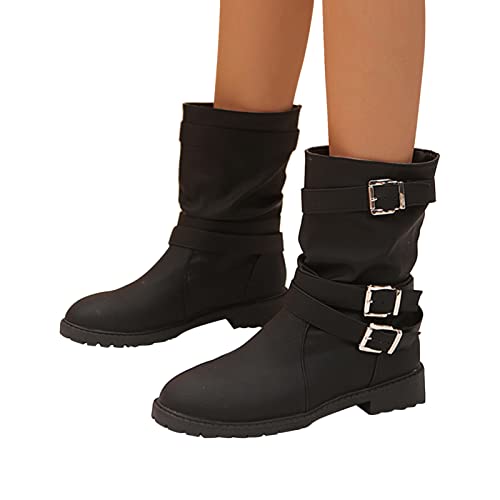 Zshosam Bottes d'hiver pour femme doublées - Bottes de neige chaudes d'hiver pour femme - Chaussures de travail d'hiver plates Cover