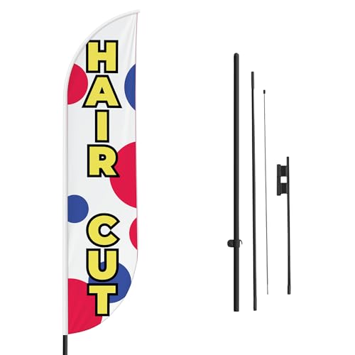 MAVIS PRINT Hair Cut Sign Feather Flag Pole Mount for