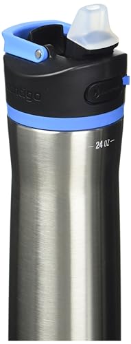 Image of Contigo Ashland Water Bottle, 24 oz, Stainless Steel w /Blue Poppy