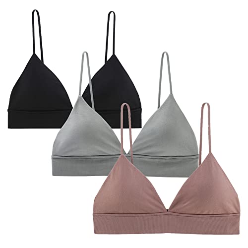 Image of INIBUD Bralette for Women Triangle Cups Removable Padded Wire Free Pull On Closure