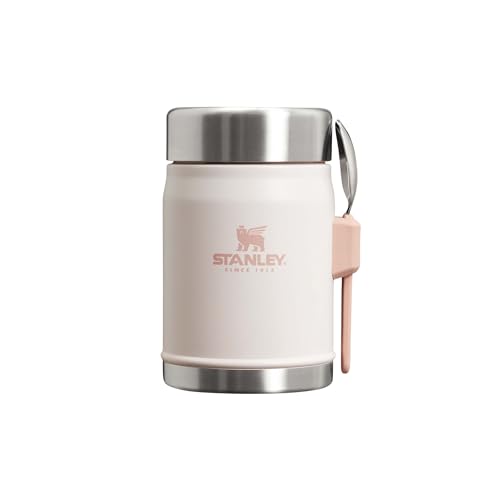 STANLEY 1913 Classic Legendary Thermobehälter Für Essen Mit Göffel 400 ml - Hält 7 Stunden Heiß Oder Kalt - Edelstahl Warmhaltebehälter - BPA-Frei - Spülmaschinenfest - Rose Quartz