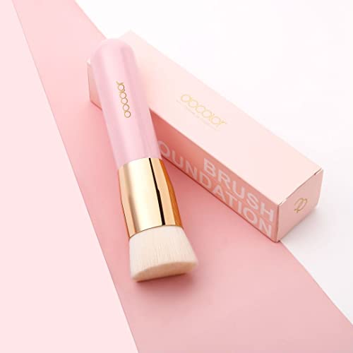 Docolor Flat Top Kabuki Foundation Brush Premium Synthetic Professional Face Makeup Brushes Powder Liquid Cream Blending Mineral Buffing Stippling Blending Makeup Tools, Pink #TOP6