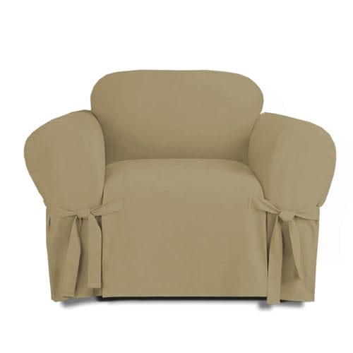 Linen Store Microsuede Slipcover Furniture Protector Cover, Taupe, Chair