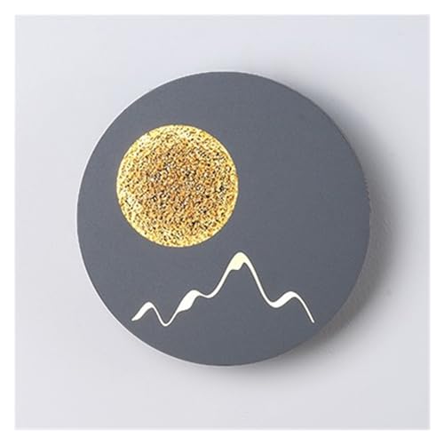 Lámpara de noche para dormitorio LED gris redonda de 14W y aplique decorativo de salón
