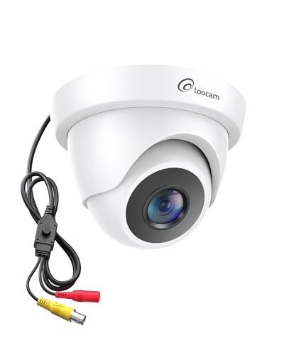 Loocam Cámara de Vigilancia 1080p HD 1920TVL, Cámara Dome Cableada Híbrida 4 en 1 (CVI/TVI/AHD/CVBS), Visión Nocturna IR 24m, Resistente a Las Inclemencias IP66 para Sistema de Seguridad DVR CCTV