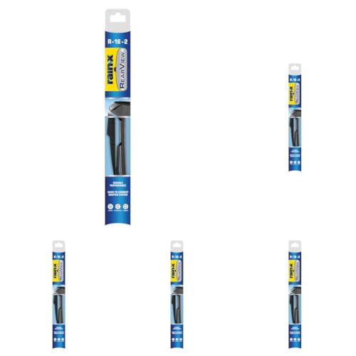 Image of Rain-X 850216 RearView Wiper Blade 16 inch, OEM Replacement Rear Windshield Wiper, Interchangeable Adapter for Easy Installation, All-Weather & All-Season Performance, Composite (Pack of 5)