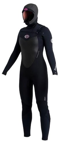 Rip Curl Women's 5/4mm Flash Bomb Chest Zip Suit, 10T, Black/Black
