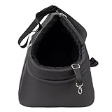 BOUTIQUE ZOO Hundetragetasche XL bis 15 kg – große Transporttasche für mittelgroße Hunde & Katzen – weich, faltbar & waschbar – 52×35×39 cm – Schwarz/Minky