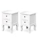 HOMCOM Conjunto de 2 Mesillas de Noche con 2 Cajones Mueble Auxiliar con Gran Espacio de Almacenaje para Dormitorios Salón 34,7x30x49cm Blanco