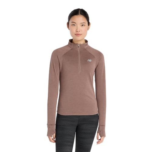 New Balance Women's Athletics Heat Grid Half Zip, Earth Shadow Heather